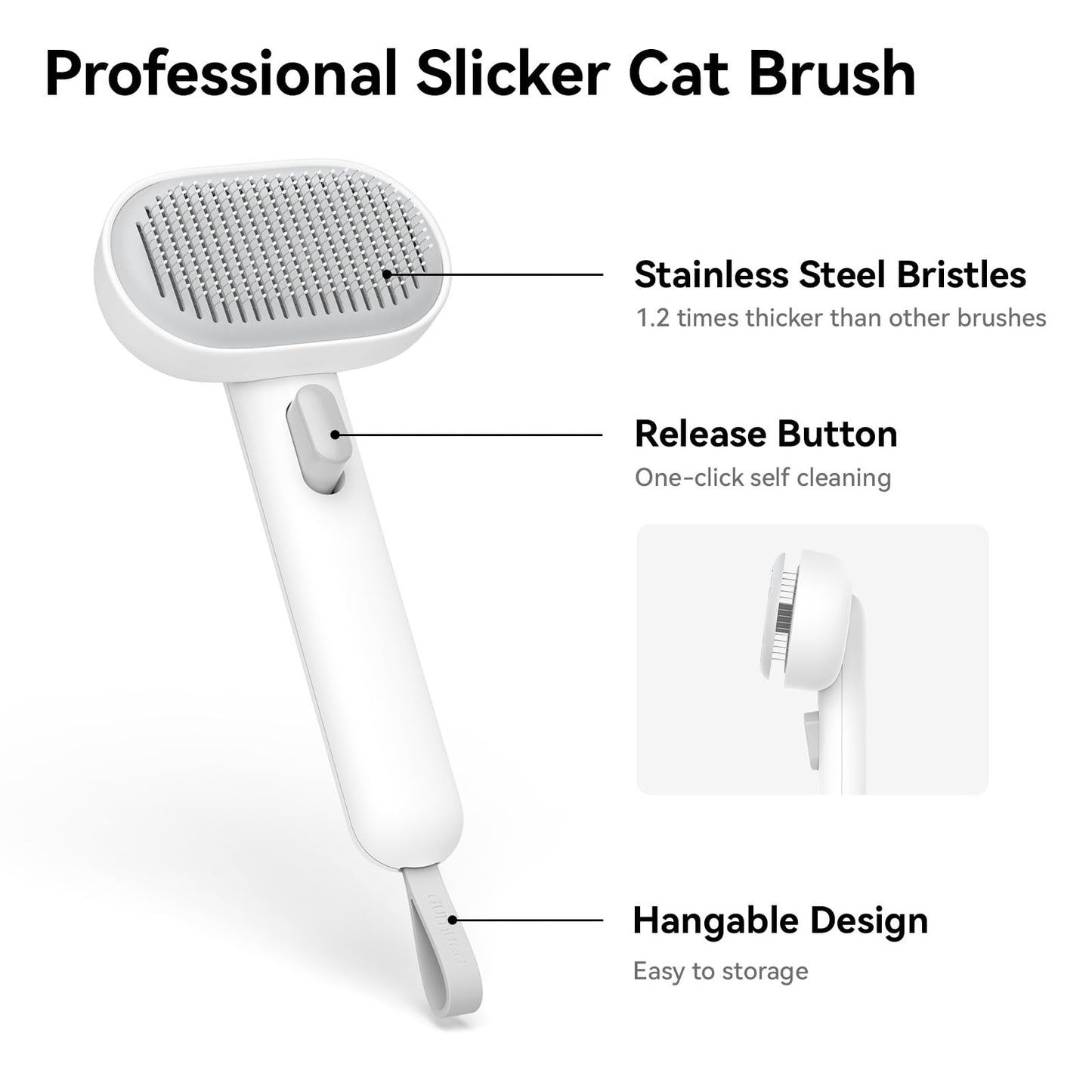 aumuca Cat Brush for Shedding, Cat Brushes for Indoor Cats, Cat Brush for Long or Short Haired Cats, Cat Hair Brush Cat Grooming Deshedding Brush for Dog Kitten Rabbit Massage Removes Loose Fur, White