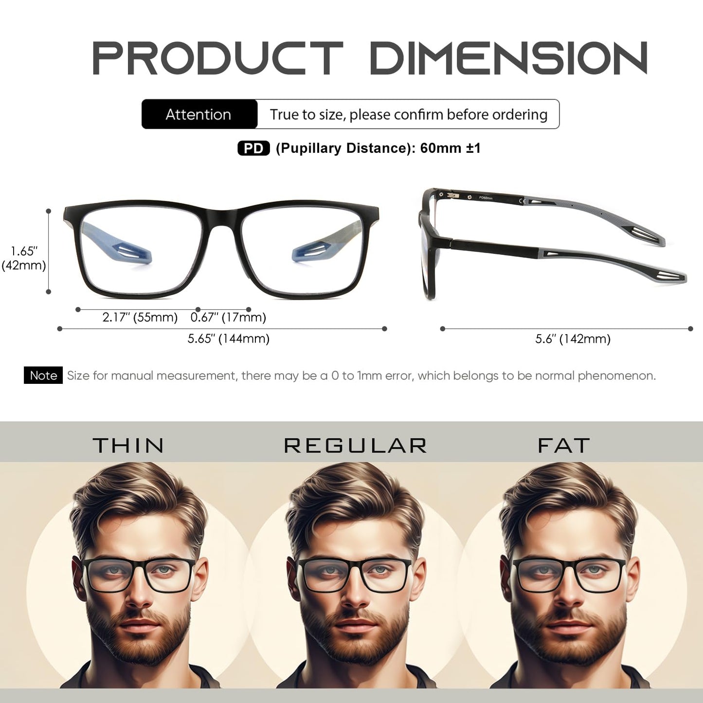 Missfive 2 Pack Upgraded Unbreakable Multifocus Progressive Reading Glasses Men Women - Sports Style TR90 Anti UV/Eyestrain/Blue, Light Multifocal Readers Spring Hinge Near-Workspace Eyewear, 2.5x
