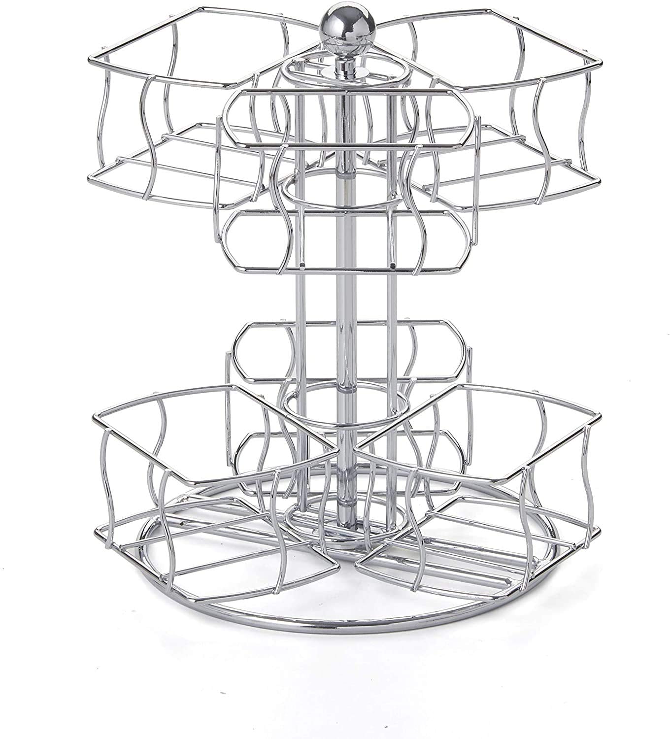 Nifty Tea Bag Spinning Carousel – 6 Compartments, Up to 60 Tea Bags Storage, Spins 360-Degrees, Lazy Susan Platform, Modern Chrome Design, Home or Office Kitchen Counter Organizer