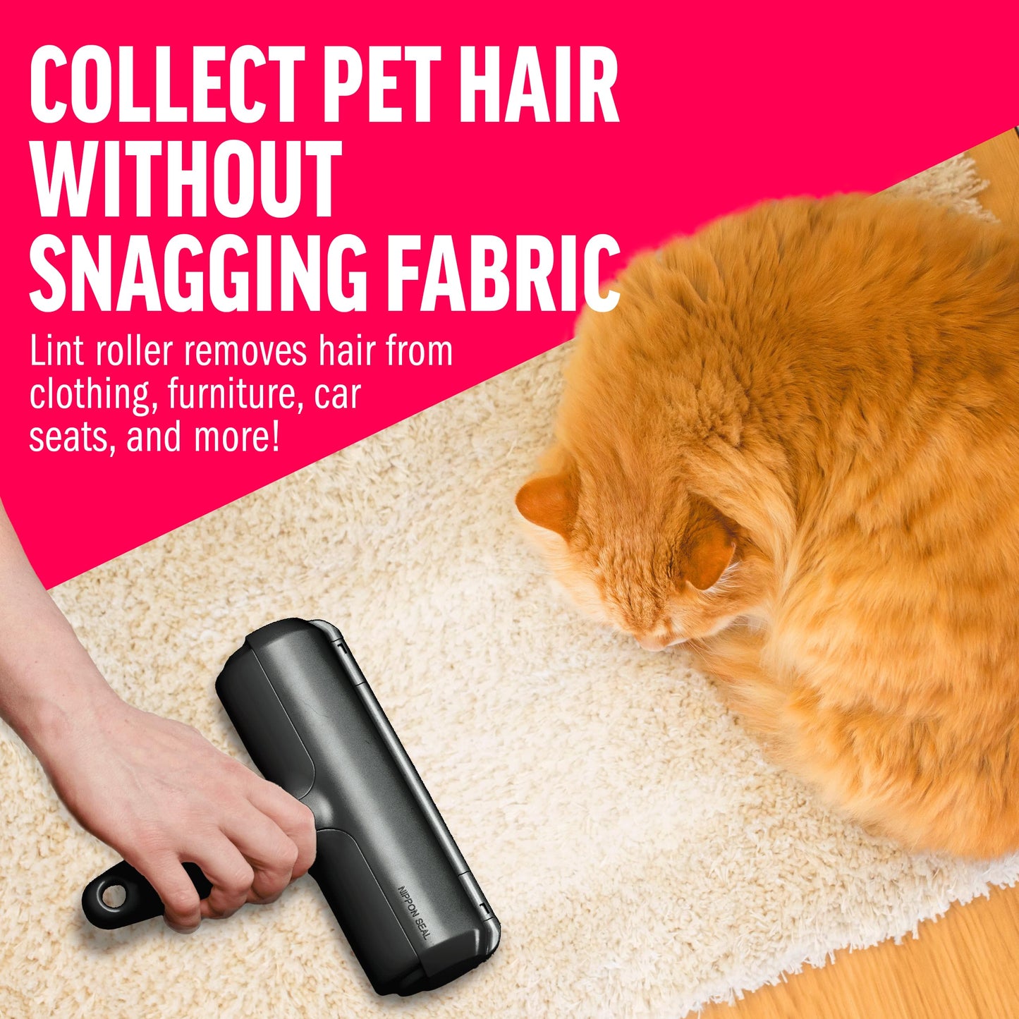Chom Chom Roller Pet Hair Remover and Reusable Lint Roller - Black ChomChom Cat and Dog Hair Remover for Furniture, Couch, Carpet, Clothing and Bedding - Portable, Multi-Surface Fur Removal Tool