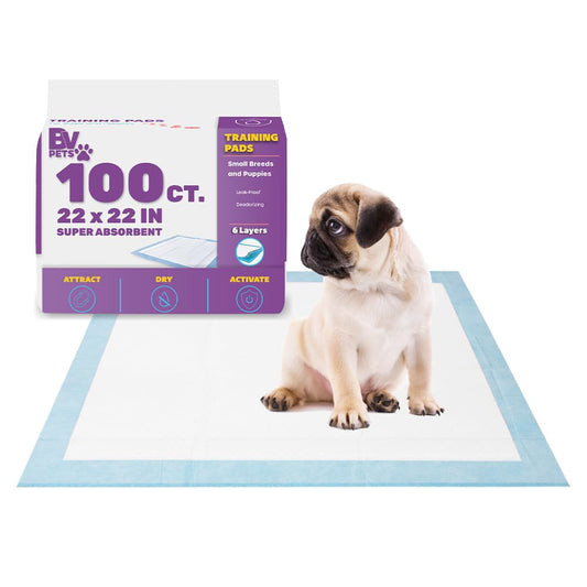 BV Puppy Pads Leak-Proof 100 Count 22"x 22" | Pee Pads for Dogs Quick Absorb 6-Layer- Dog Pee Pads- Dog Pads 100 Pack- Potty Pads for Dogs- Puppy Pee Pads, Pee Pad Training Pads for Dogs, Pet Pee Pads