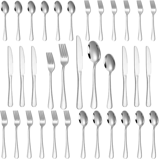 Lazycorner 30 Pcs Silverware Set for 6, Mirror Polished Flatware Set Stainless Steel Fork Knife Spoon, Food Grade Eating Utensils Sets, Reusable Silverwear Cutlery Set, Dishwasher Safe