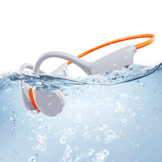 Atopskins Waterproof Headphones for Swimming, lPX8 Swimming Headphones with 32GB MP3 Underwater Headphones for Swimming, Bluetooth 5.3 Bone Conduction Headphones Waterproof Swimming for Sport (White)