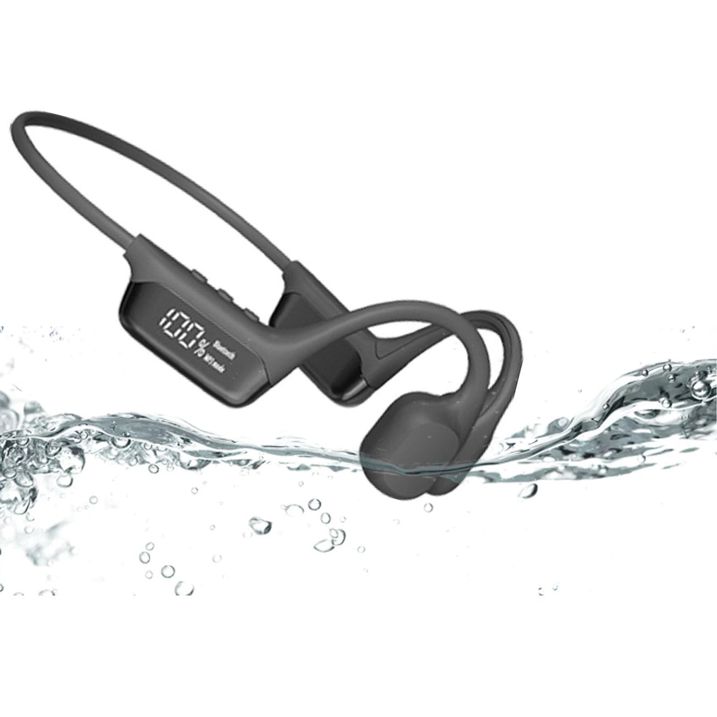 AquaVibe Swim-Proof Bone Conduction Headphones, Bluetooth 5.4 Wireless Underwater Headphone, Bone Conduction Swimming Headphones with LED Display, IPX8 Waterproof & Sweatproof, Cycling (Black)