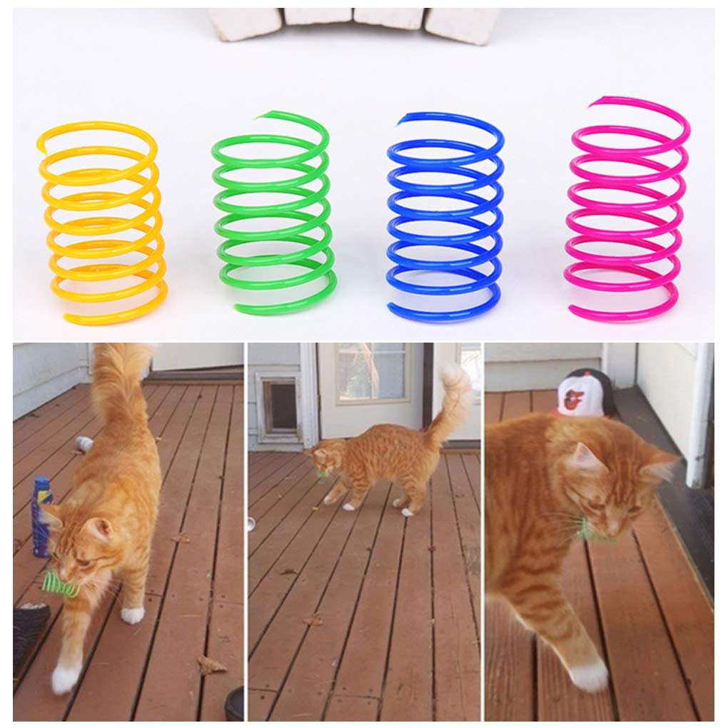 Andiker Cat Spiral Spring, 12 Pc Cat Creative Toy to Kill Time and Keep Fit Interactive Cat Toy Sturdy Heavy Plastic Spring Colorful Springs Cat Toy for Swatting, Biting, Hunting Kitten Toys