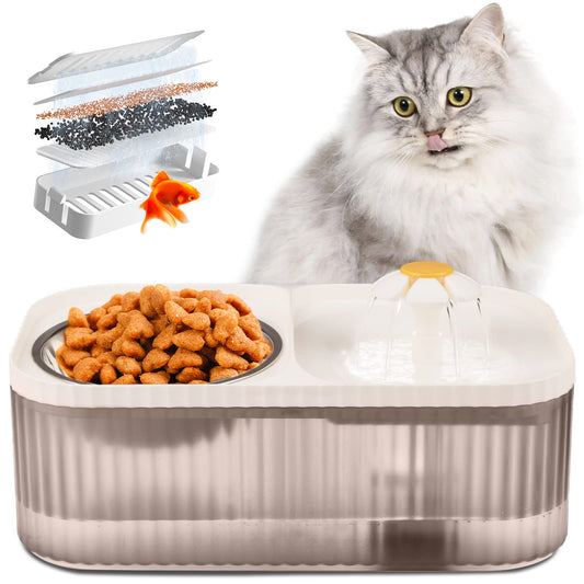 TODDLT Cat Water Fountain - Super Quiet Automatic Pet Water Dispenser, 100oz/3L with Stainless Steel Cat Bowls and Long Life Span Pump