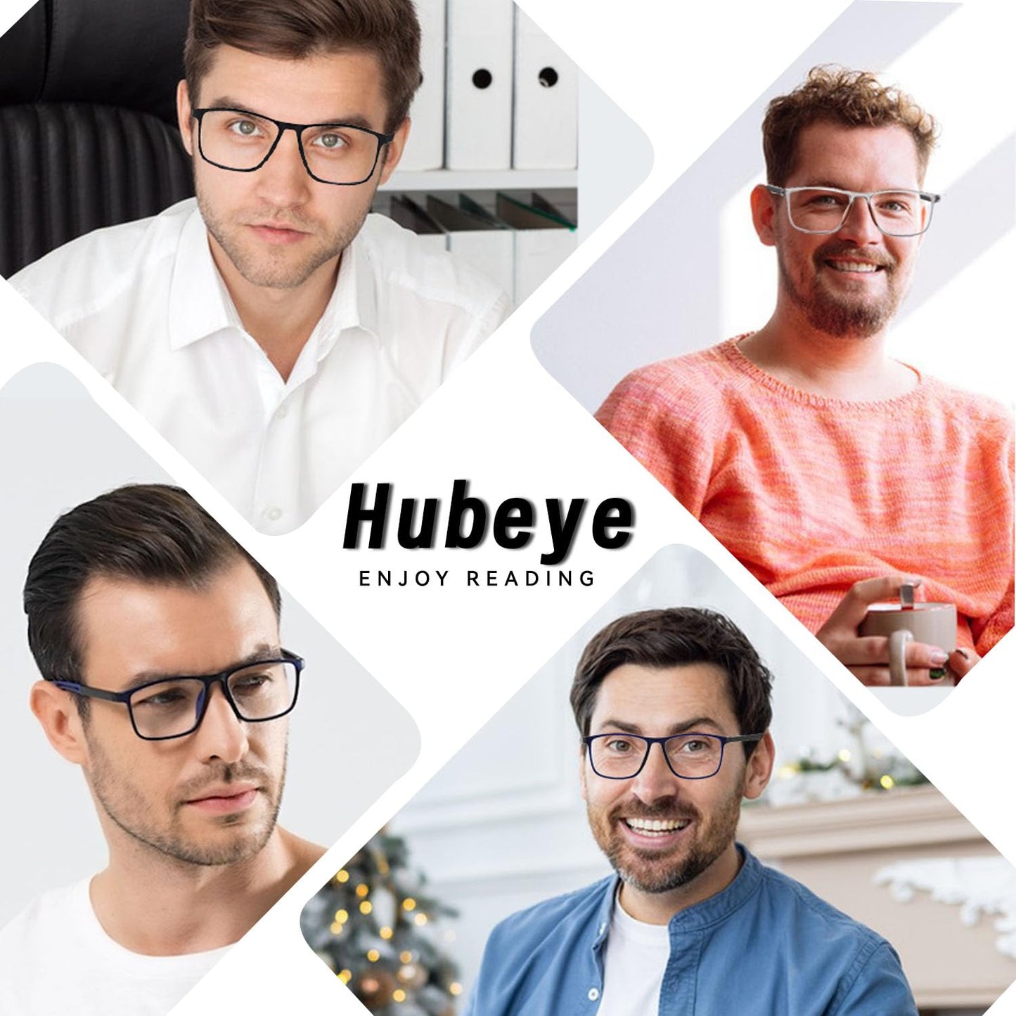 Hubeye 3 Pairs TR90 Sports Reading Glasses for Men and Women Ultralight Flexible Anti-Blue Light Readers +1.5