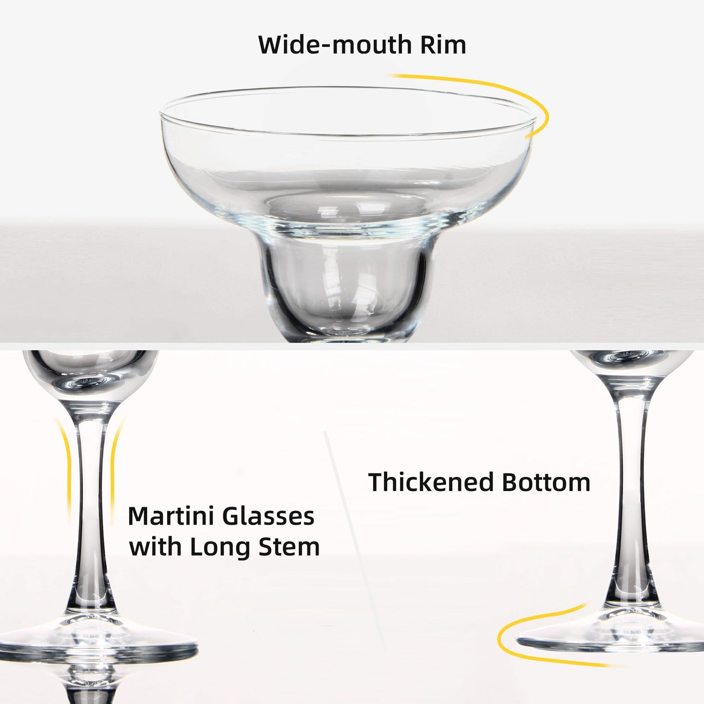 Margarita Glasses Set of 7, 8oz Elegant Cocktail Glasses, Stemmed Margarita Wine Glasses, Clear Glass Margarita Cups for Margarita, Martini, Mixing Cocktail or Gin