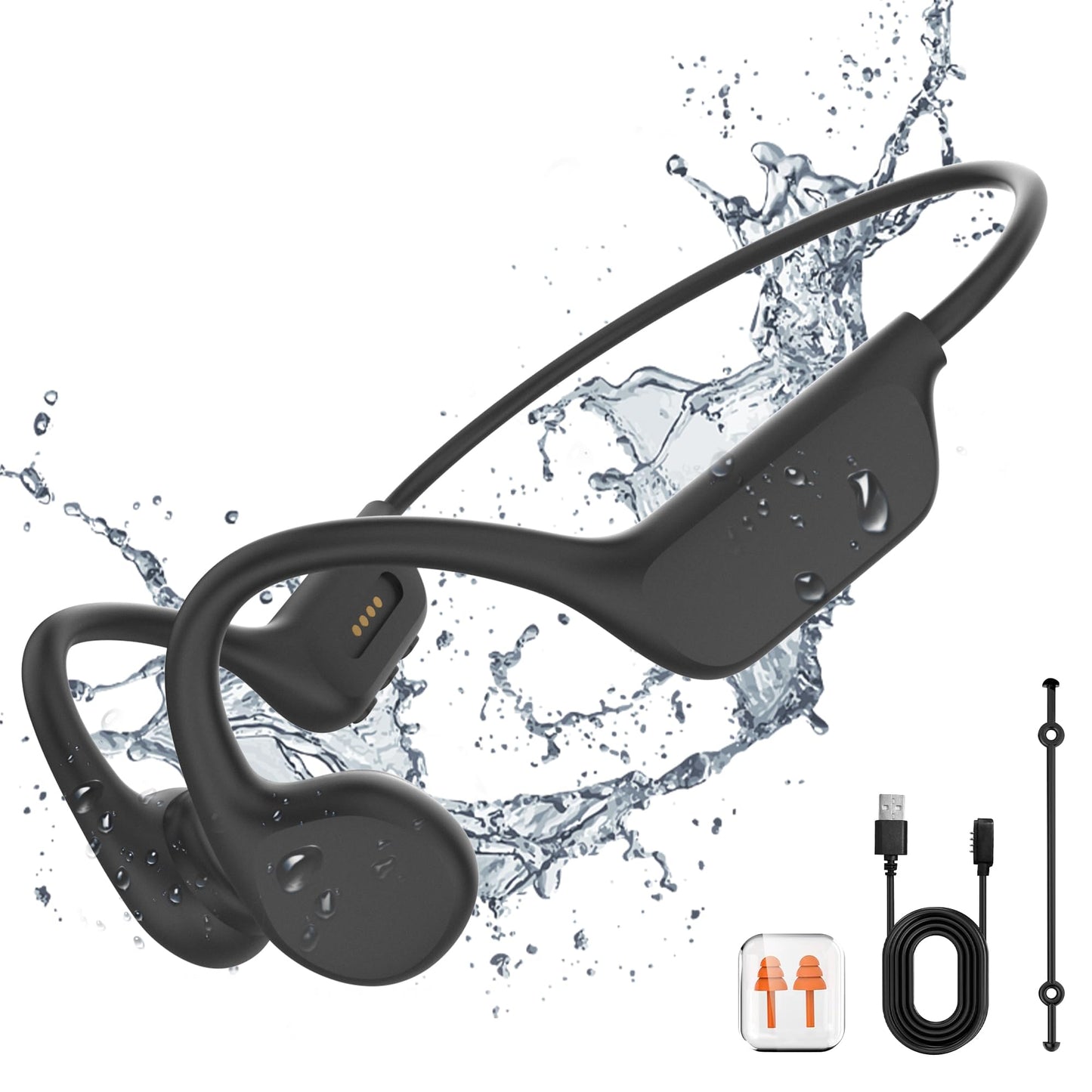 RXVNPXI Swimming Headphones, IP68 Waterproof Underwater Headphones for Swimming, Conduction Swimming Headphones, Open Headphones MP3 Player & Bluetooth for Swimming, Running, and Daily Use (Classic)