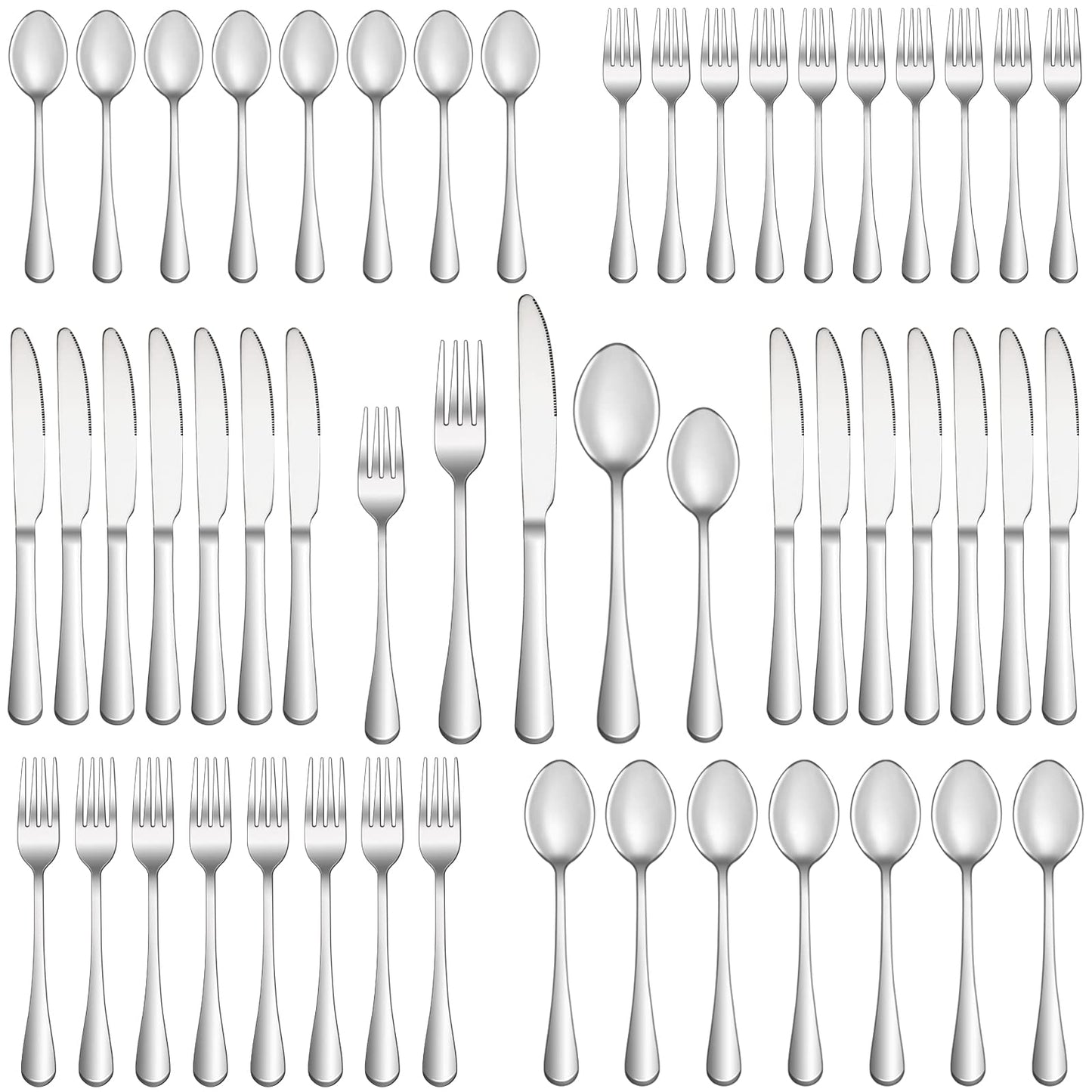 50 Piece Silverware Set Service for 10,Premium Stainless Steel Flatware Set,Mirror Polished Cutlery Utensil Set,Durable Home Kitchen Eating Tableware Set,Include Fork Knife Spoon Set,Dishwasher Safe