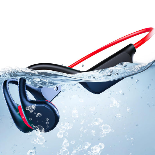 Atopskins Swimming Headphones IPX8 Waterproof Underwater Bone Conduction Headphones for Swimming Bluetooth 5.3 Open Ear Bone Conducting with 32GB MP3 for Sport Running (PuDark)