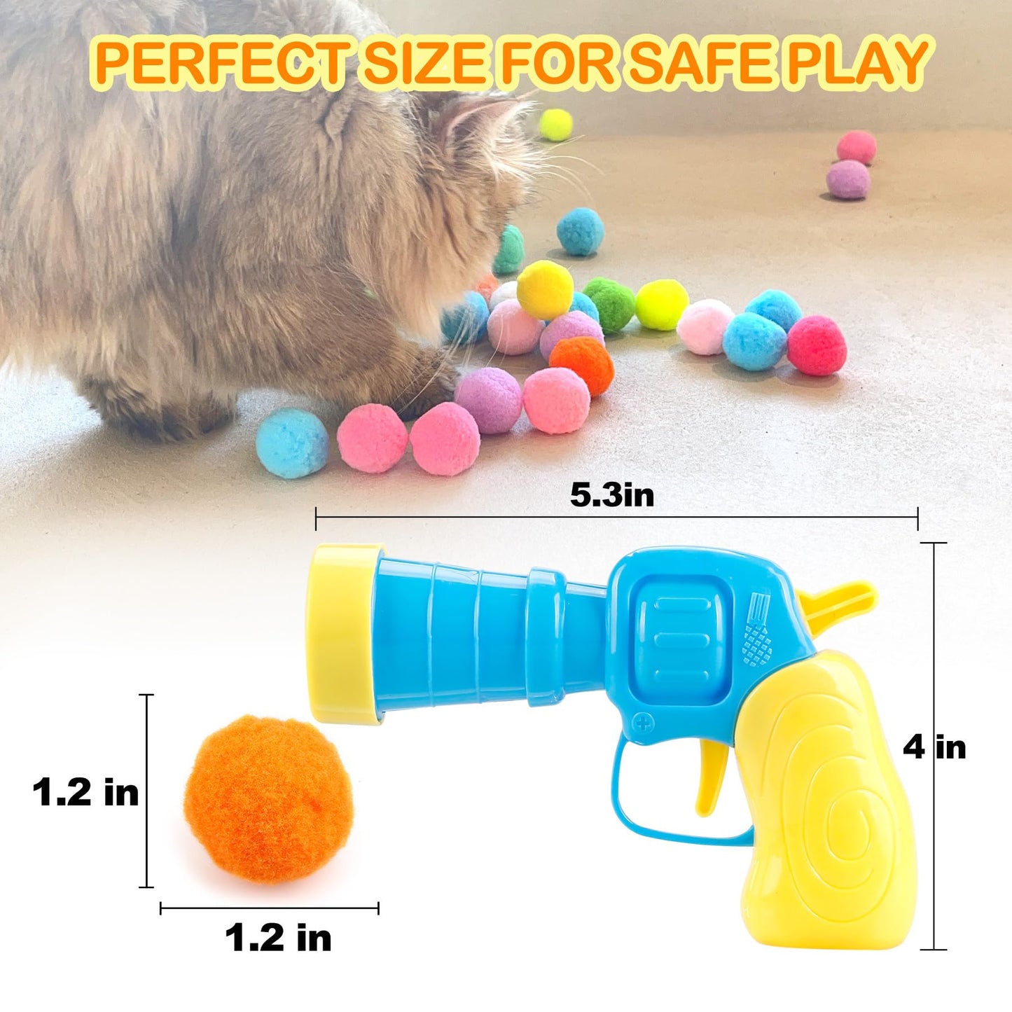 MeoHui 31Pcs Cat Ball Toy Launcher Gun,Cat Balls Fetch Toy,30Pcs Plush Fuzzy Balls Launcher Cat Toy for Cats with 1 Gun,Funny Interactive Cat Toys for Bored Indoor Adult Cats,Cute Kitten Kitty Toys