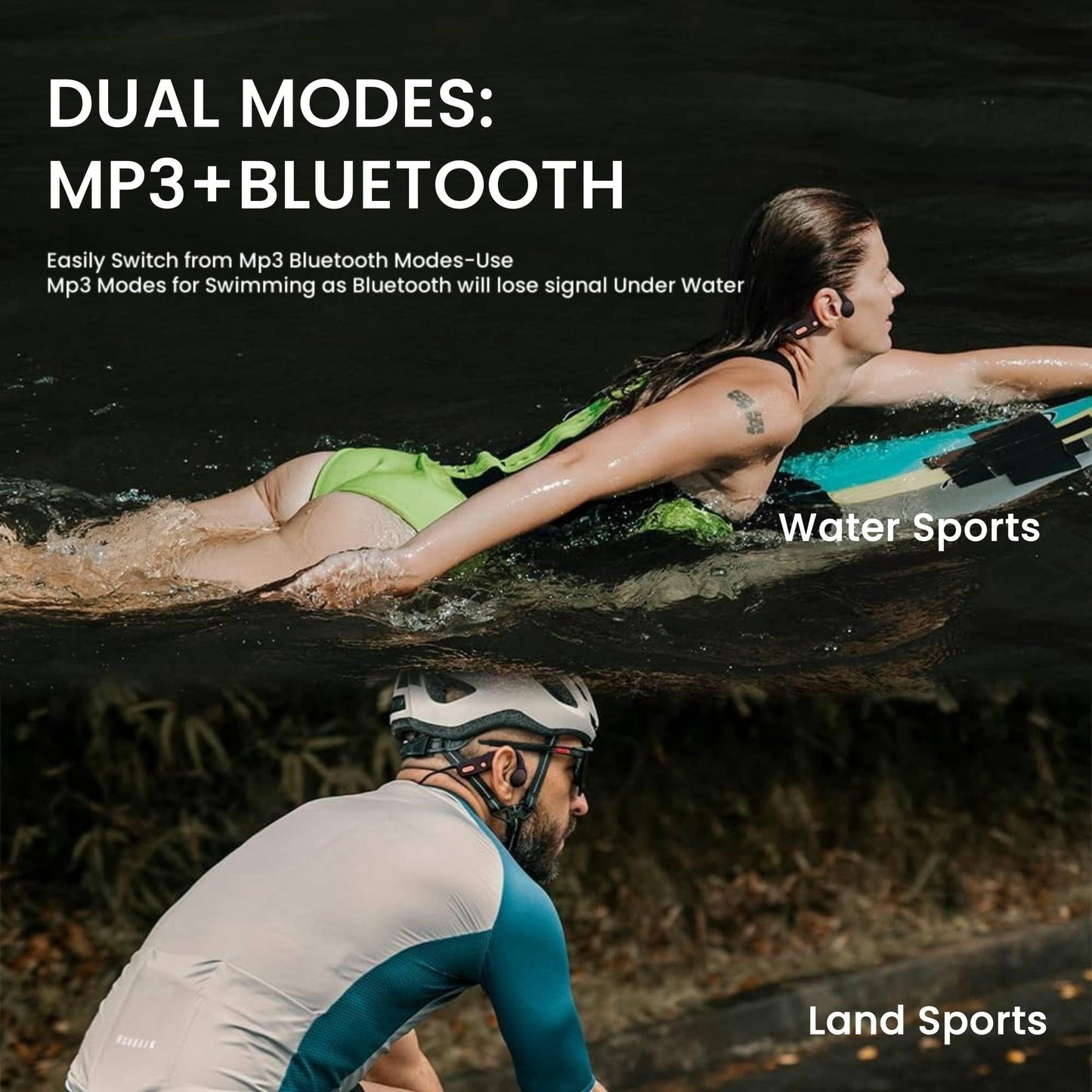 Tayogo Swimming Headphones, Bone Conduction Swimming Earphones, Waterproof Earbuds, Bluetooth 5.4, 32GB of MP3