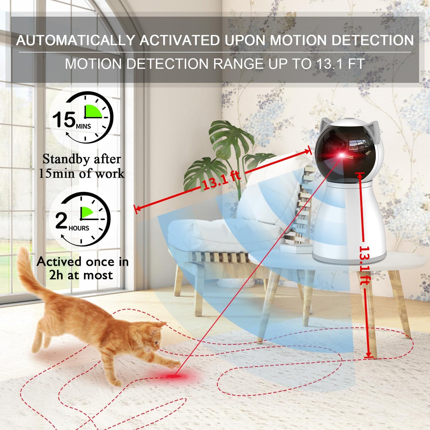 YVE LIFE Laser Cat Toys for Indoor Cats,The 4th Generation Real Random Trajectory Motion Activated Rechargeable Automatic Cat Laser Toy,Interactive Cat Toys for Bored Indoor Adult Cats/Kittens/Dogs