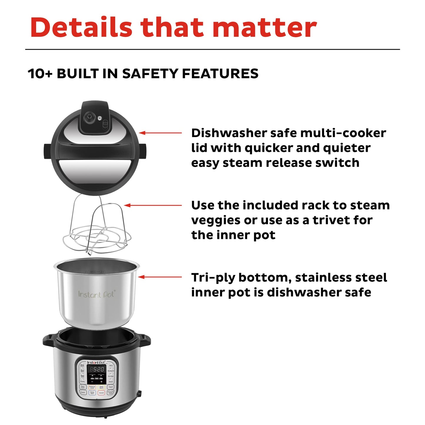 Instant Pot Duo 7-in-1 Electric Pressure Cooker, Slow Cooker, Rice Cooker, Steamer, Sauté, Yogurt Maker, Warmer & Sterilizer, Includes App With Over 800 Recipes, Stainless Steel, 6 Quart