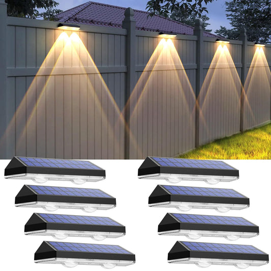 Solar Lights Outdoor - 2700/4000/6000K 3 Mode, IP65 Waterproof, Solar Deck Lights for Outside, Backyard/Deck/Patio Fence/Stair Railings and Wall (8 pack)