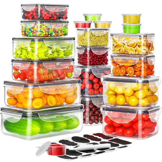 40 PCS Food Storage Containers with Lids Airtight (20 Containers & 20 Lids), Plastic Storage Meal Prep Container-Stackable 100% Leakproof & Microwave Organization and Storage Sets, Lunch Containers