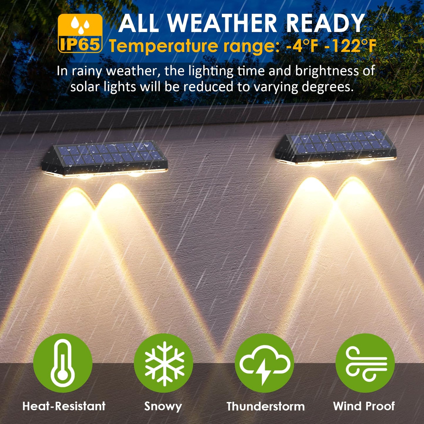 Solar Lights Outdoor - 2700/4000/6000K 3 Mode, IP65 Waterproof, Solar Deck Lights for Outside, Backyard/Deck/Patio Fence/Stair Railings and Wall (8 pack)