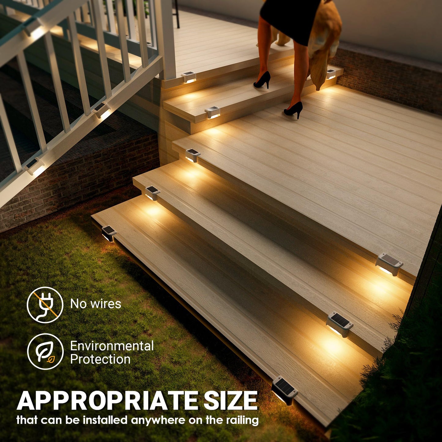 SOLPEX Solar Fence Lights Outdoor 16 Pack, Solar Step Lights Waterproof Led Solar Lights for Outdoor Stairs, Deck, Fence, Yard, Patio, and Balcony(Warm White)