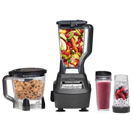 Ninja Blender, Mega Kitchen System, 1500W, 4 Functions for Smoothies, Processing, Dough, Drinks & More, with 72 Blender Pitcher, 64 Processor Bowl, 2 Nutri Cups + Lids, Black, BL770