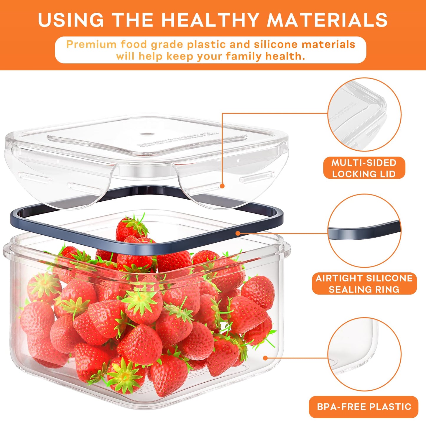 40 PCS Food Storage Containers with Lids Airtight (20 Containers & 20 Lids), Plastic Storage Meal Prep Container-Stackable 100% Leakproof & Microwave Organization and Storage Sets, Lunch Containers