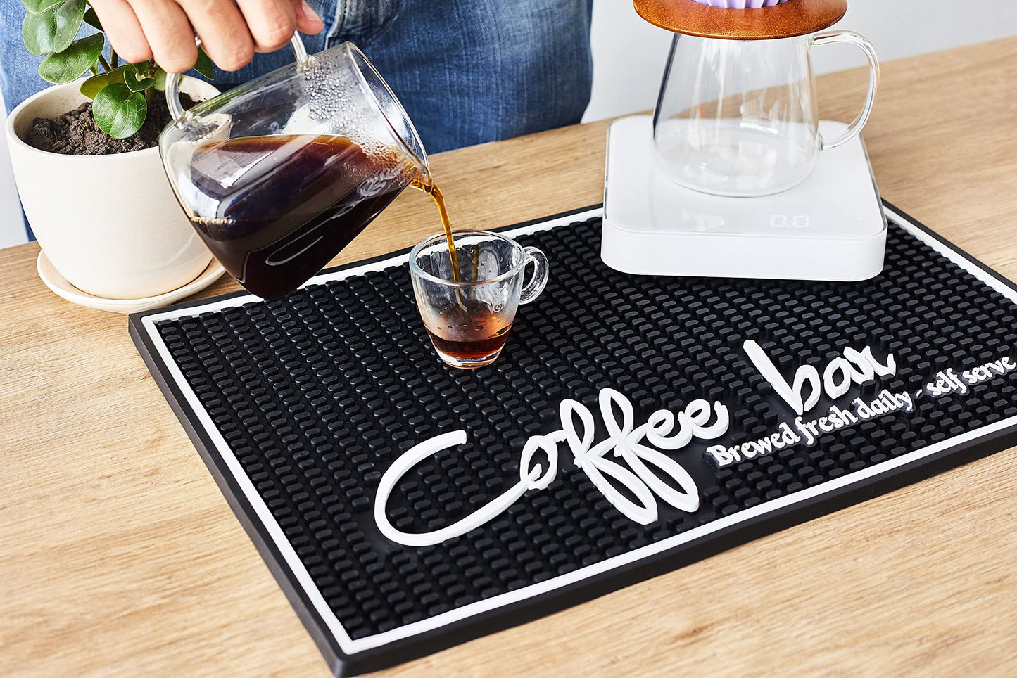 Coffee Bar Mat for Countertop, Large 18x12 Coffee Mat, Kitchen Decor and Accessories Coffee Bar Sign, Durable Coffee Sign Kitchen Mat, Coffee Bar Accessories, Coffee Signs for Coffee Station